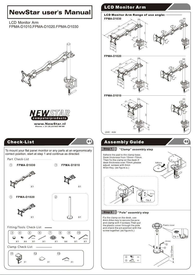 Page 1 de la notice Manuel utilisateur Newstar FPMA-D1020