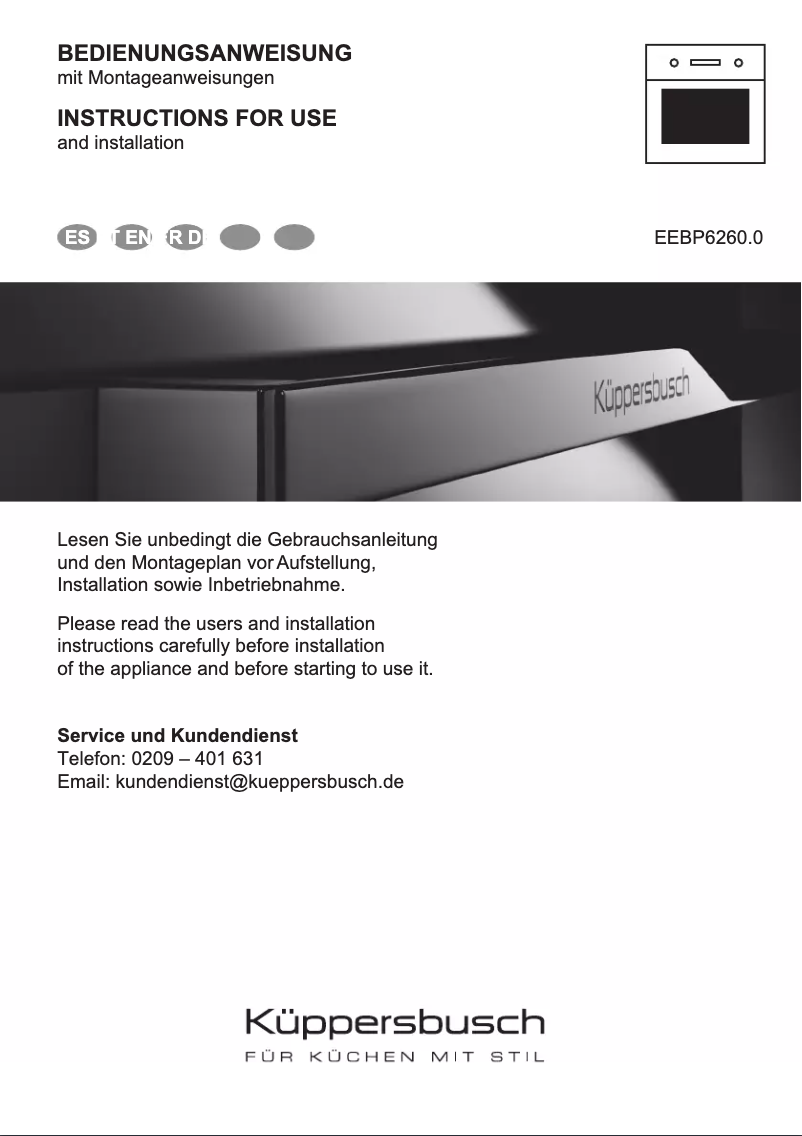 Page 1 de la notice Manuel utilisateur Küppersbusch EEBP 6260.0