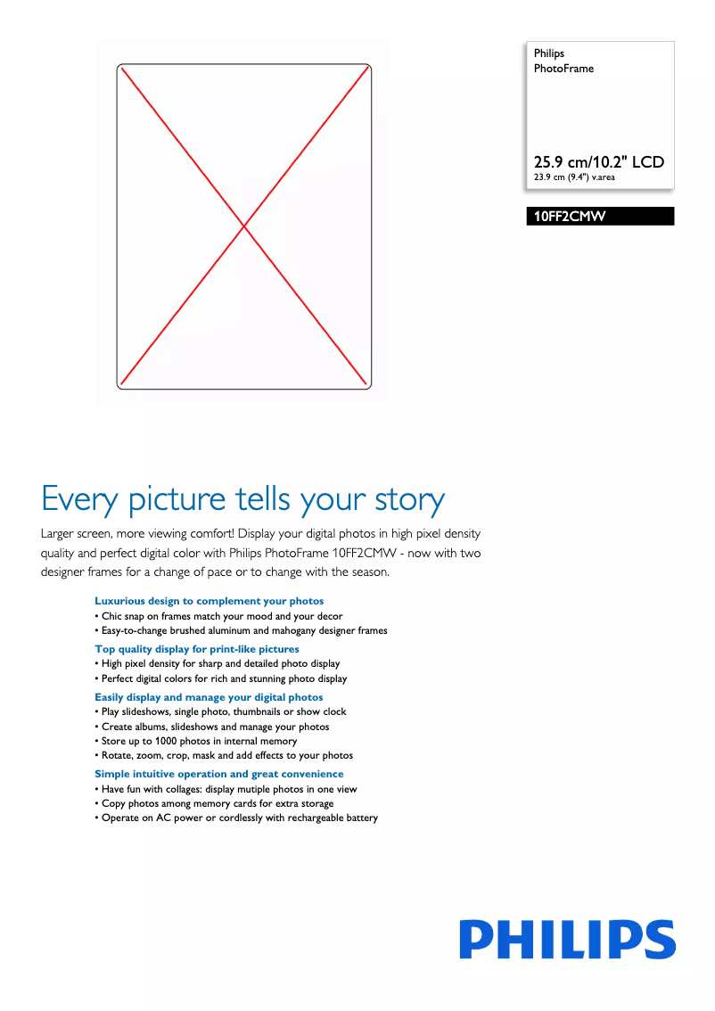 Page 1 de la notice Fiche technique Philips 10FF2CMW