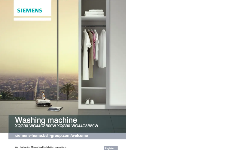 Page 1 de la notice Manuel utilisateur Siemens WG44C3B80W
