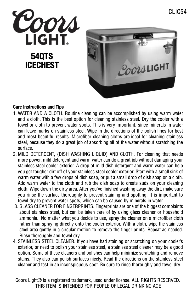 Image de la première page du manuel de l'appareil Light CLIC54