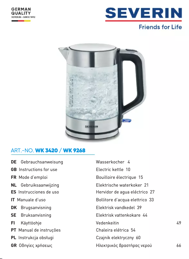 Image de la première page du manuel de l'appareil WK 9268