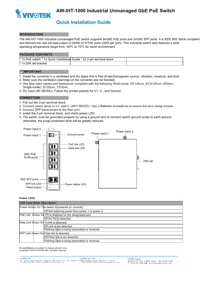 Image de la première page du manuel de l'appareil AW-IHT-1000