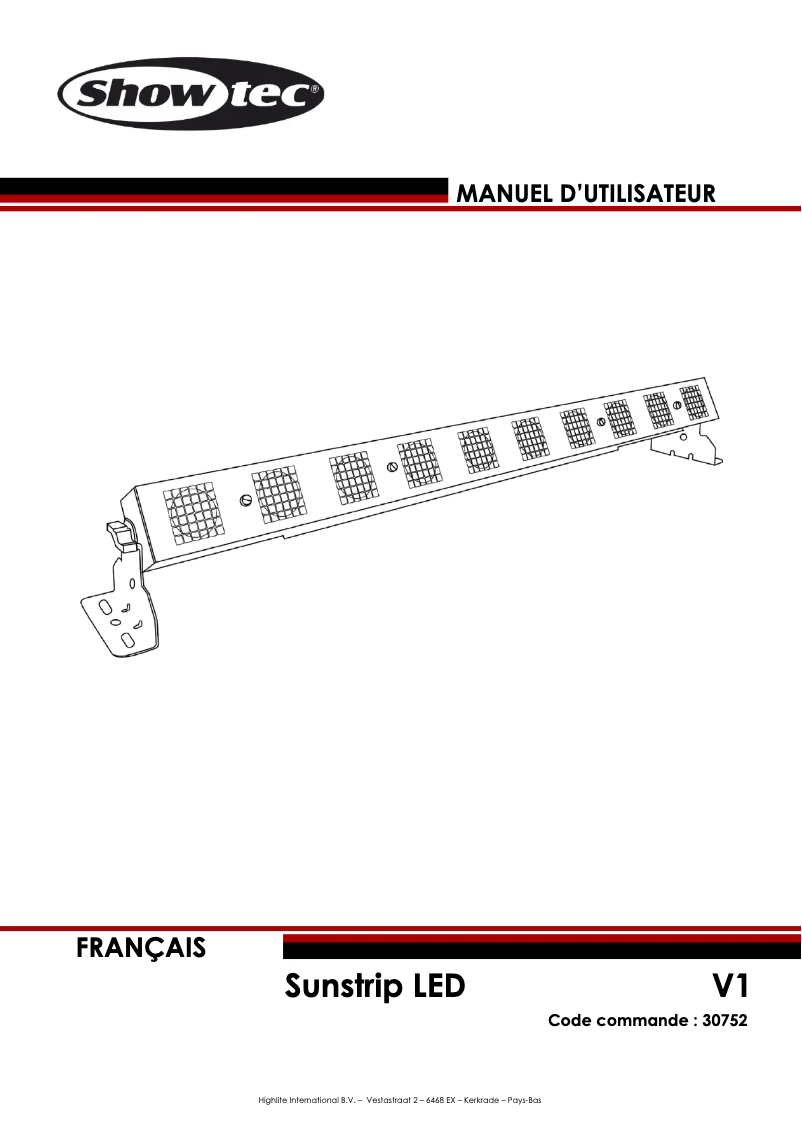 Page 1 de la notice Manuel utilisateur Showtec Sunstrip LED