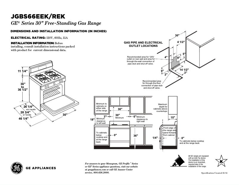 Page n°1 - Fiche technique GE JGBS66EEKES
