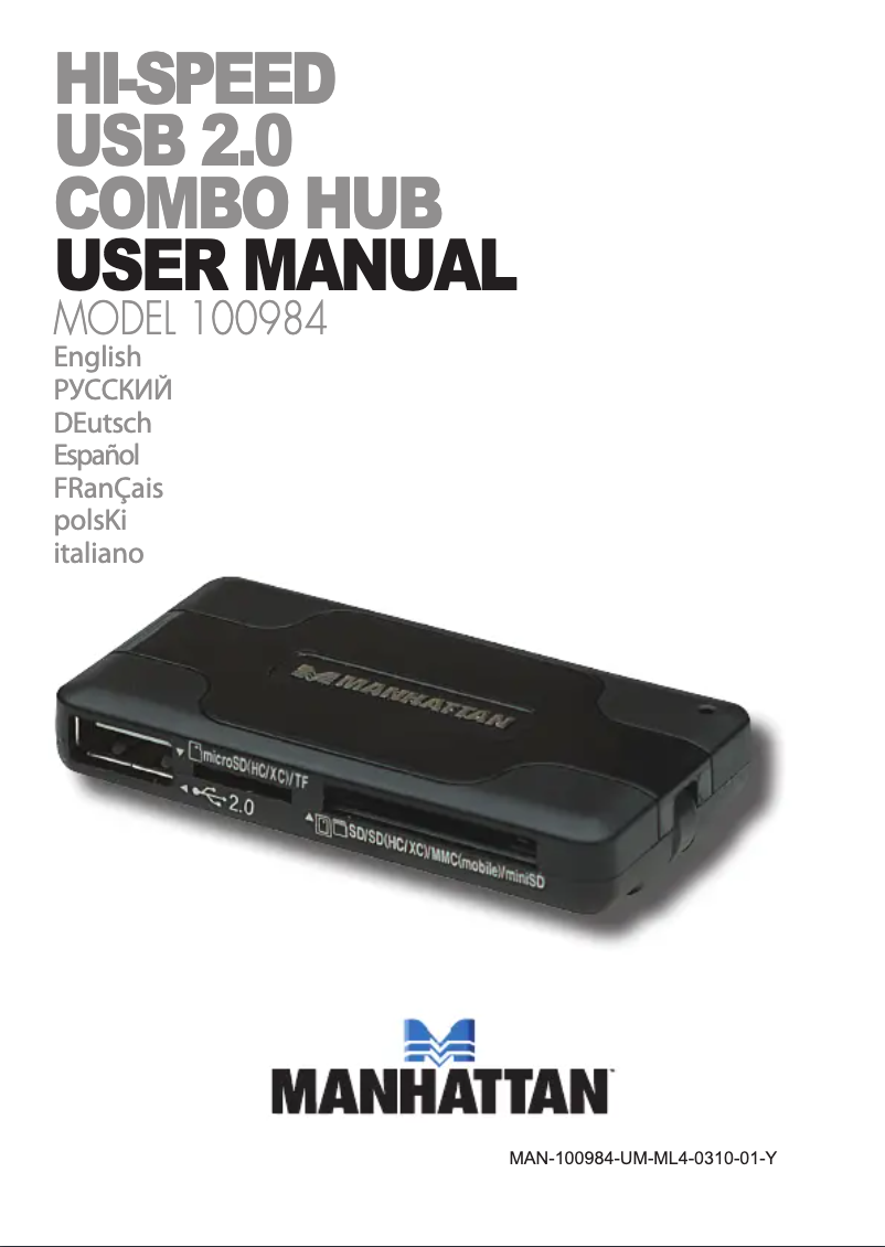 Page n°1 - Manuel utilisateur Manhattan 100984
