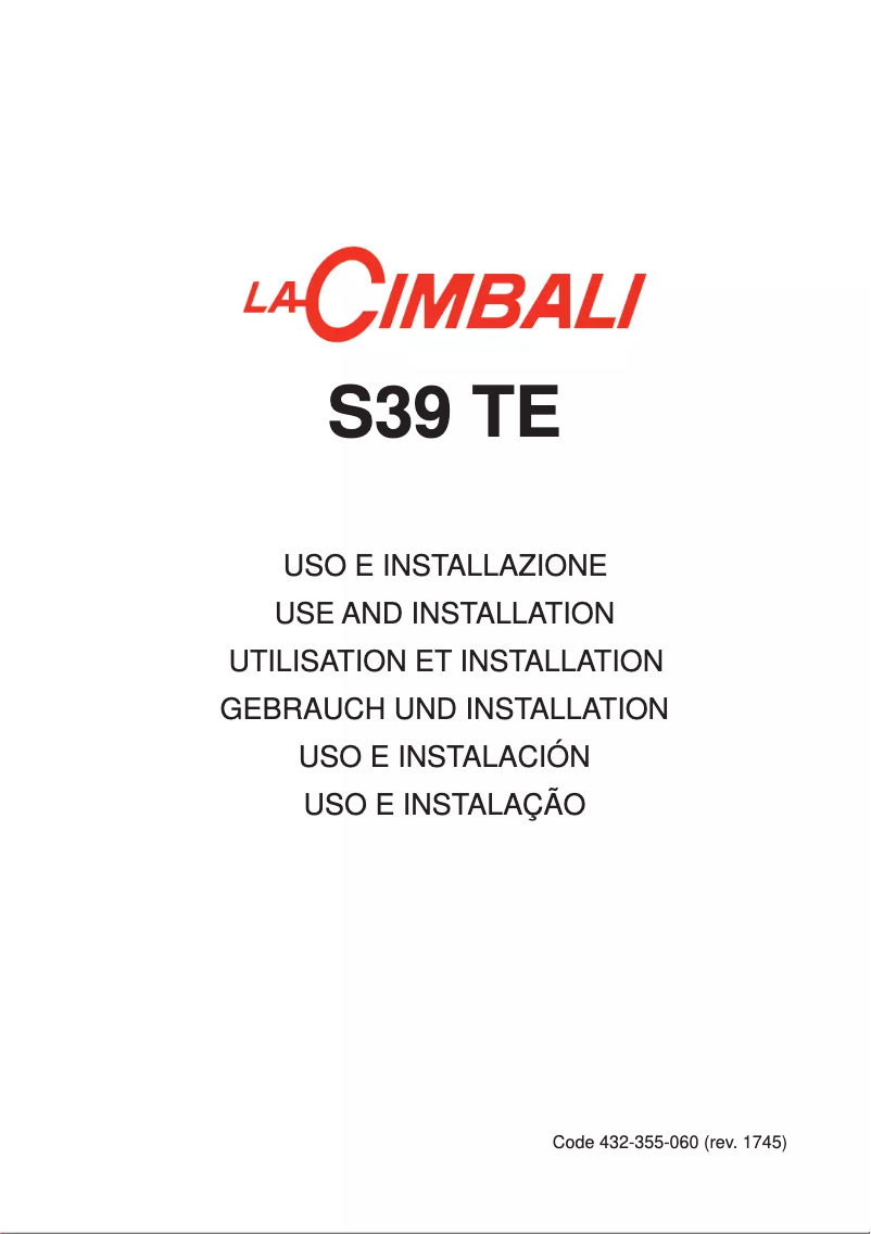 Page n°1 - Manuel utilisateur La Cimbali S39 TE