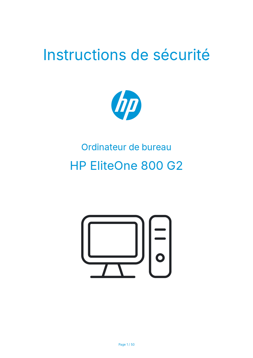 Page n°1 - Instructions de sécurité HP EliteOne 800 G2