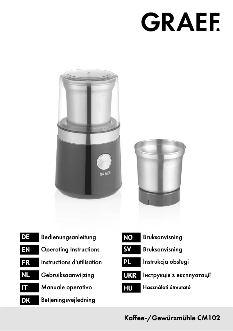 Page n°1 - Manuel utilisateur Graef CM 102