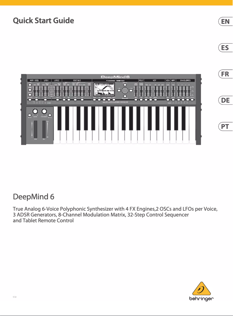 Page 1 de la notice Manuel utilisateur Behringer DeepMind 6