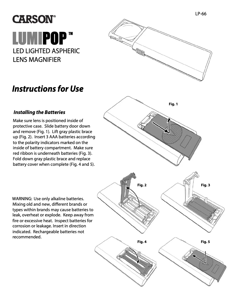 Page 1 de la notice Manuel utilisateur Carson LumiPop LP-66