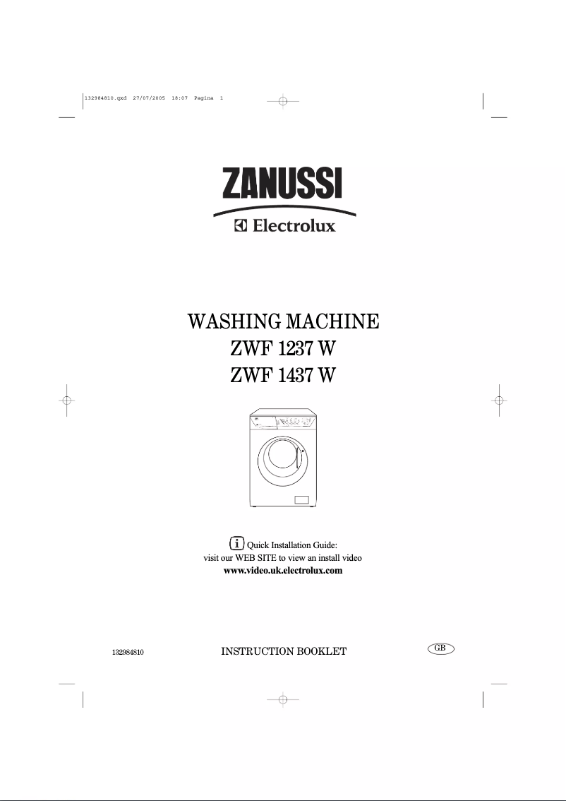 Page 1 de la notice Manuel utilisateur Zanussi-Electrolux ZWF 1237 W