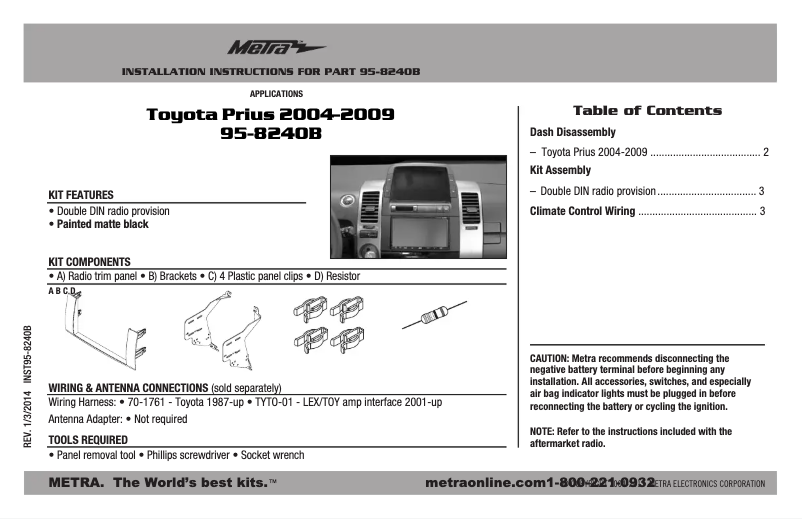 Page n°1 - Guide d'installation Metra 95-8240B