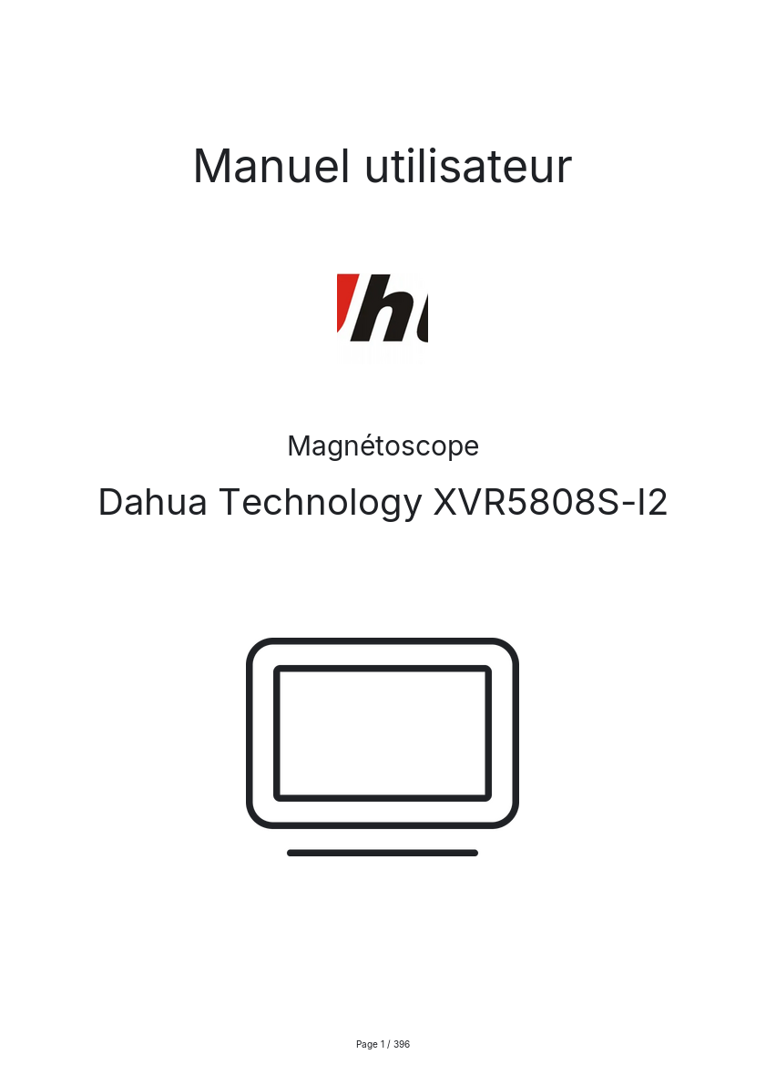 Page n°1 - Manuel utilisateur Dahua Technology XVR5808S-I2