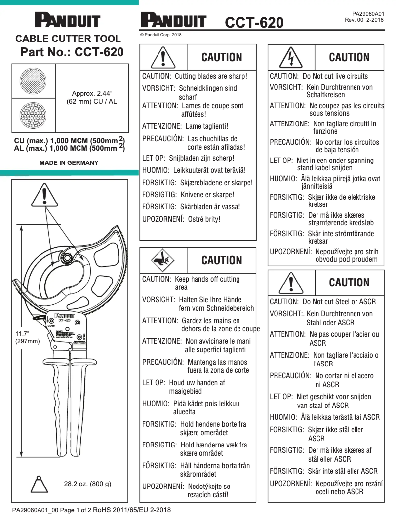 Page n°1 - Guide d'installation Panduit CCT-620