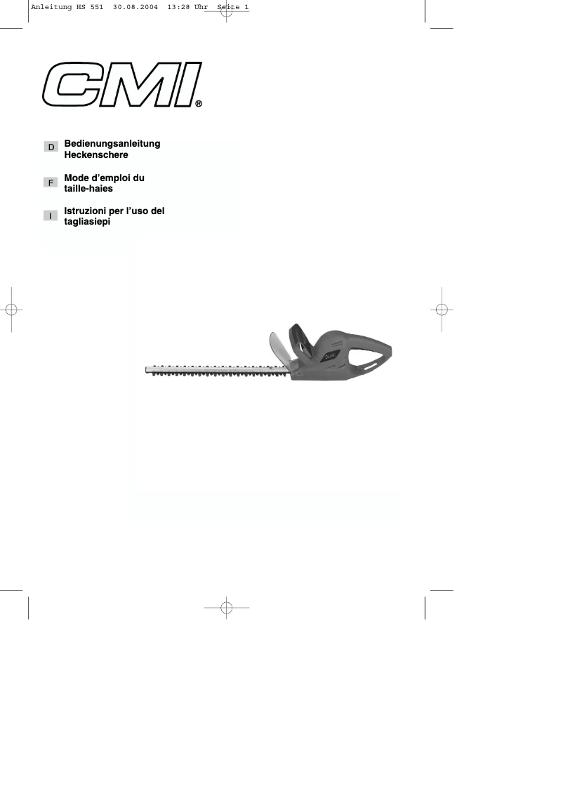 Page n°1 - Manuel utilisateur CMI HS 550/1