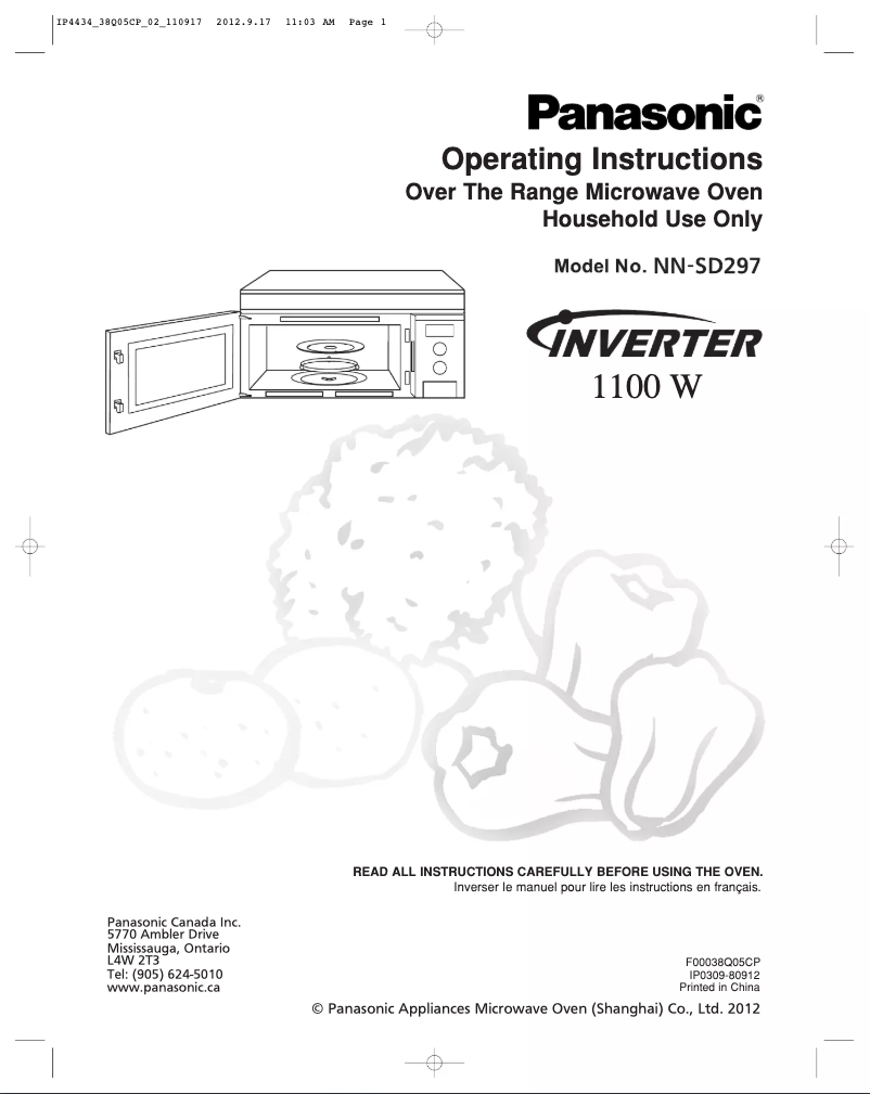 Page 1 de la notice Guide d'installation Panasonic Inverter NN-SD297SR