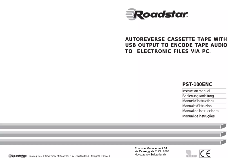 Page n°1 - Mode d'emploi Roadstar PST-100ENC
