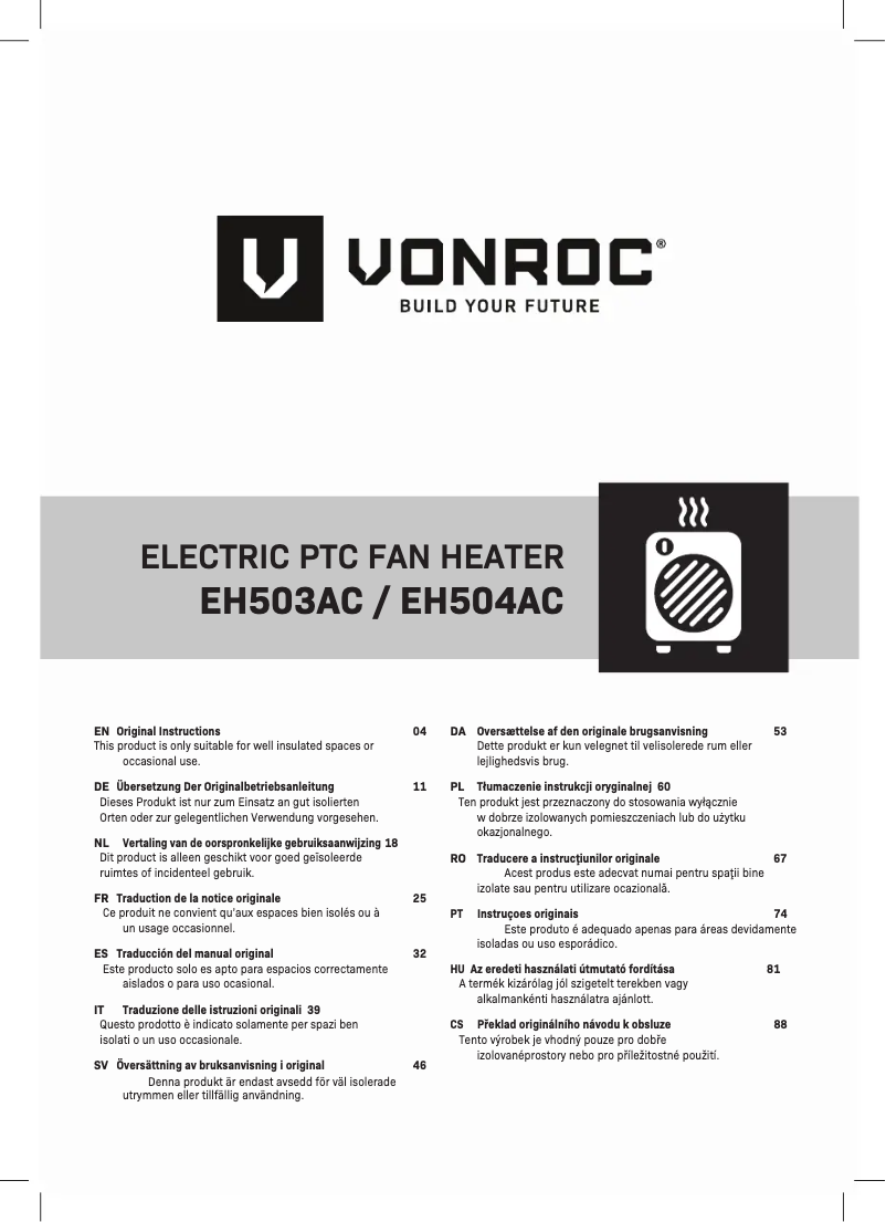 Page n°1 - Manuel utilisateur Vonroc EH503AC