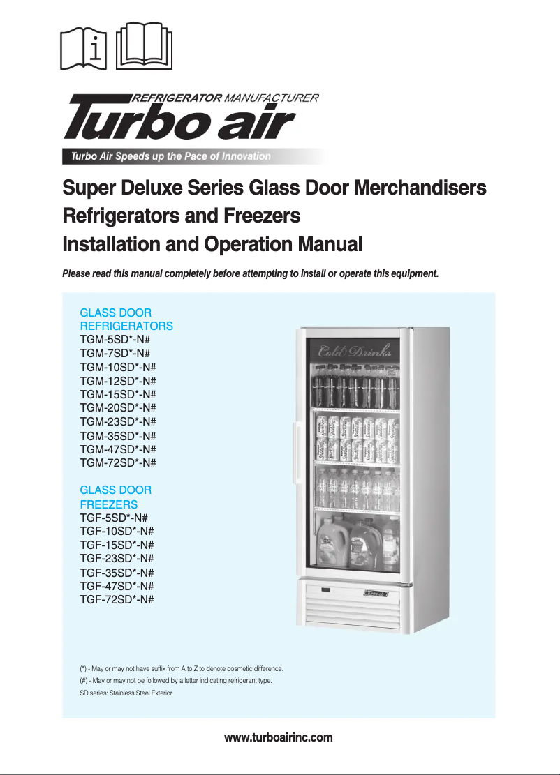 Page n°1 - Manuel utilisateur Turbo air TGM-72SDB-N