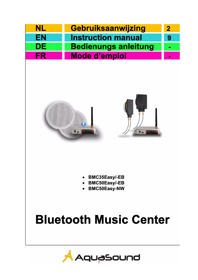 Page 1 de la notice Manuel utilisateur AquaSound BMC50EASY-EB