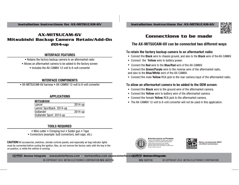 Image de la première page du manuel de l'appareil AX-MITSUCAM-6V