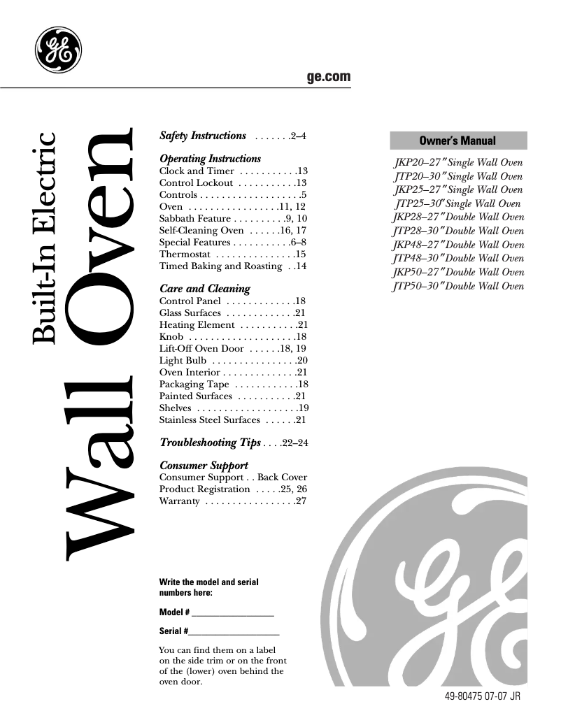 Image de la première page du manuel de l'appareil JTP48WFWW