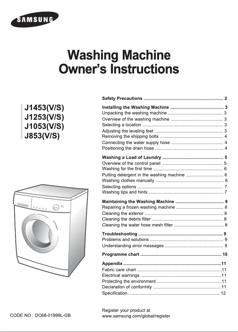 Image de la première page du manuel de l'appareil J1253