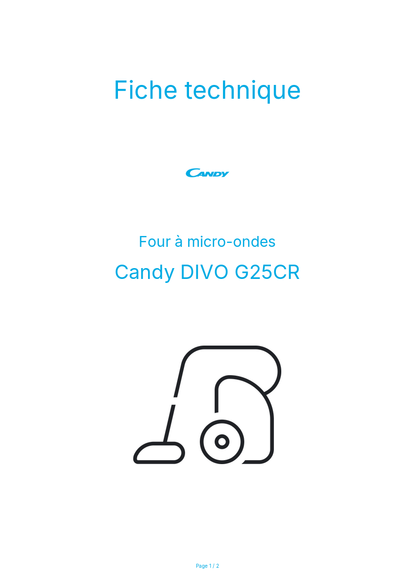 Page n°1 - Fiche technique Candy DIVO G25CR