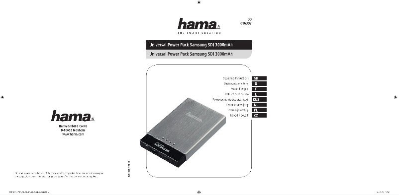 Page 1 de la notice Manuel utilisateur Hama Power Pack