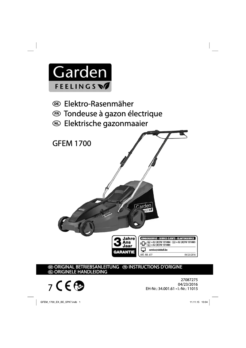 Image de la première page du manuel de l'appareil GFEM 1700