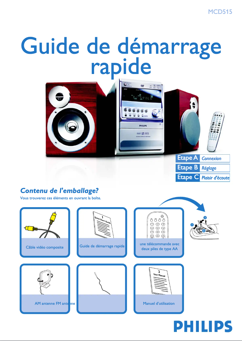 Página 1 del manual Guía de inicio rápido Philips MCD515