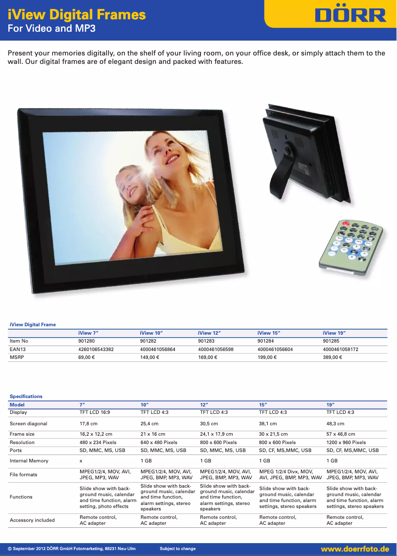 Page 1 de la notice Manuel utilisateur Dörr 901340