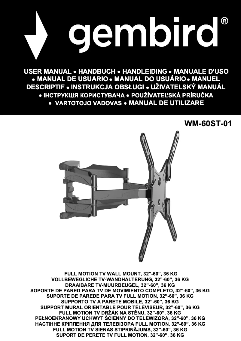 Page 1 de la notice Manuel utilisateur Gembird WM-60ST-01