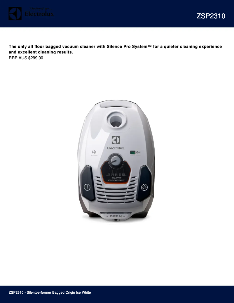 Page 1 de la notice Manuel utilisateur Electrolux SilentPerformer ZSP2310