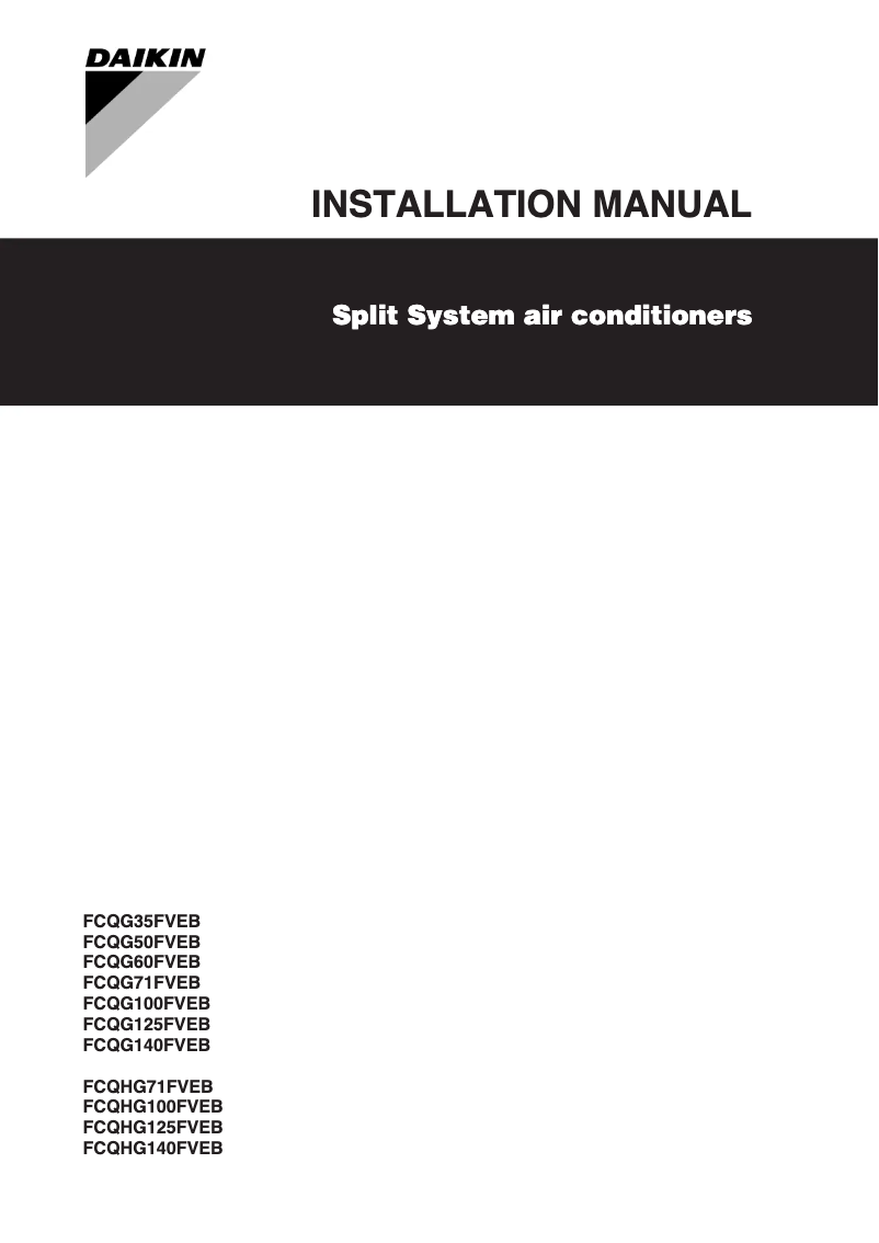 Page 1 de la notice Guide d'installation Daikin FCQG35FVEB
