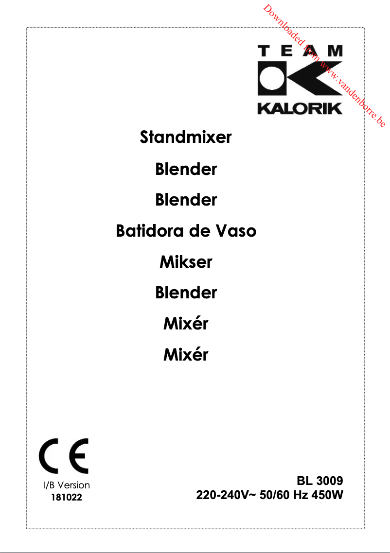 Imagen de la primera página del manual del dispositivo TKG BL 3009