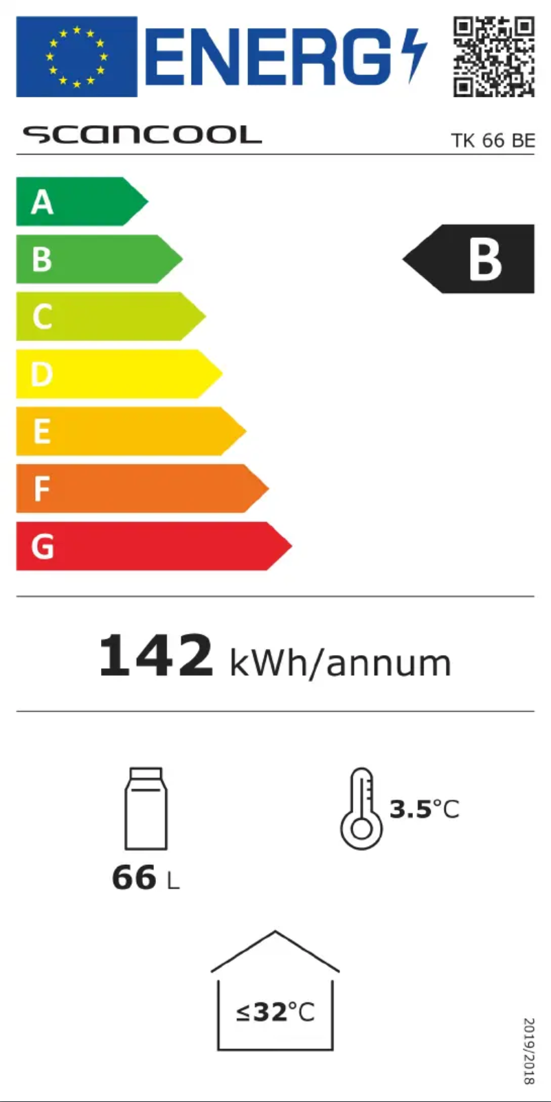 Page 1 de la notice Label énergétique Scancool TK 66 BE