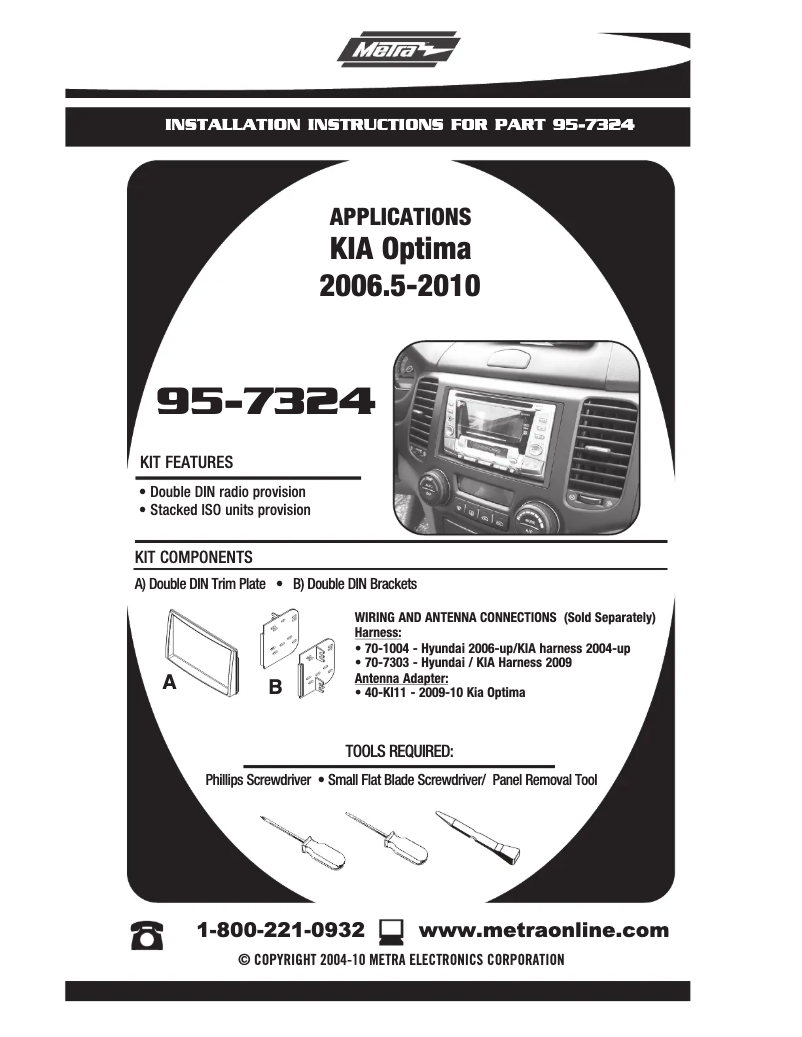 Page n°1 - Manuel utilisateur Metra 95-7324