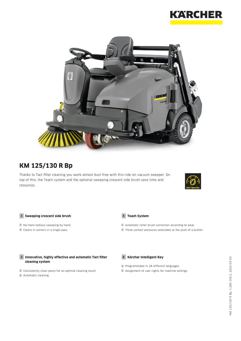 Página 1 del manual Ficha técnica Kärcher KM 125/130 R Bp