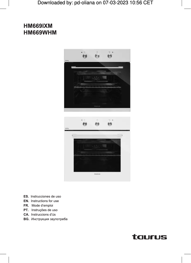Page n°1 - Manuel utilisateur Taurus HM669WHM