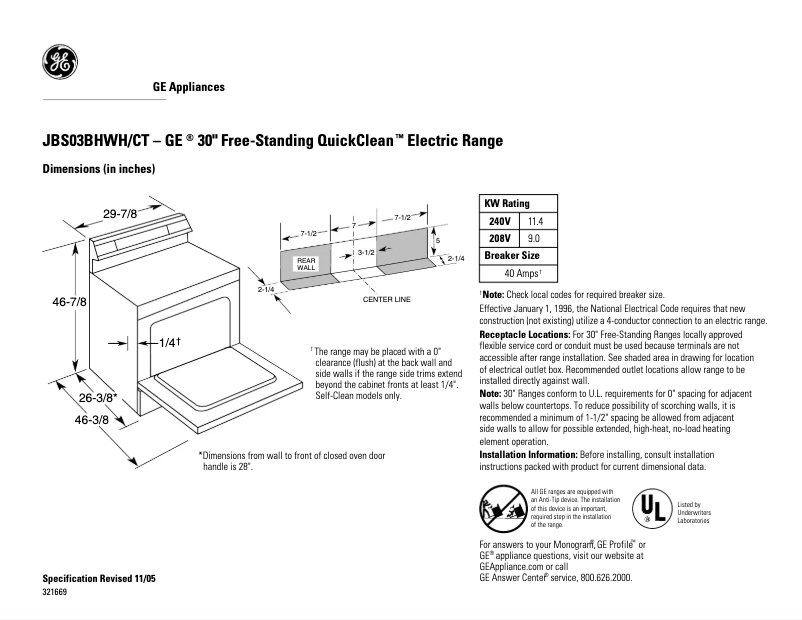 Image de la première page du manuel de l'appareil JBS03BHWH