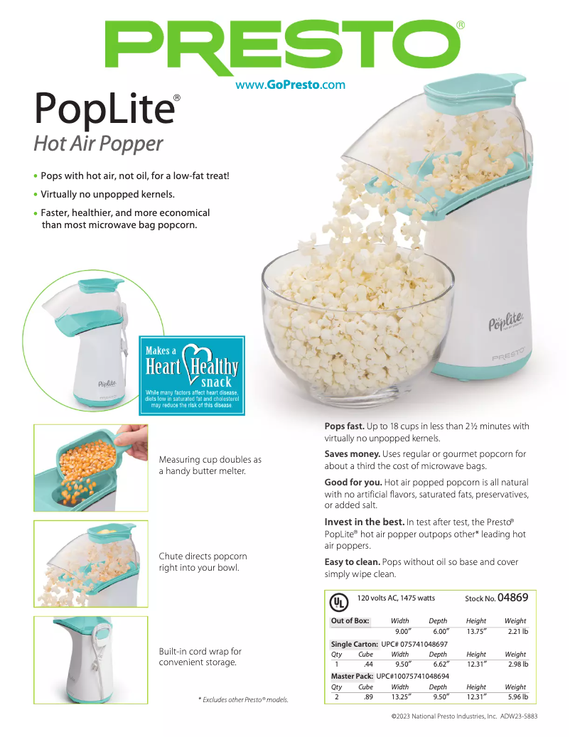 Image de la première page du manuel de l'appareil PopLite 04869