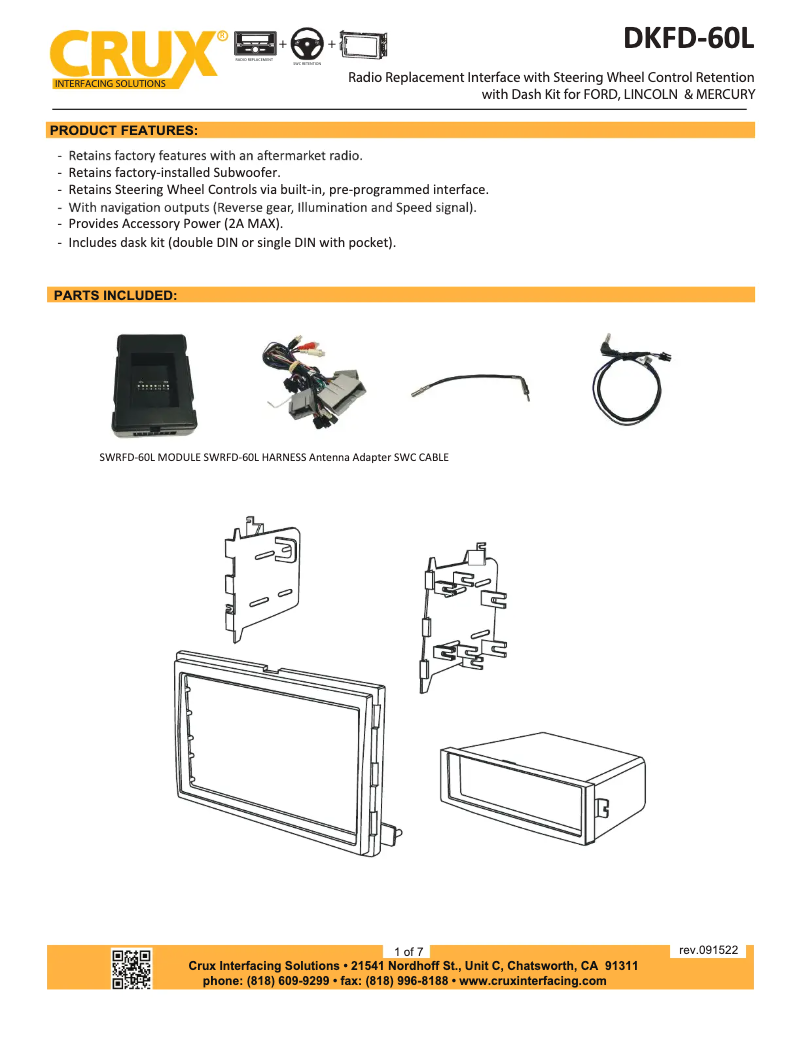 Page 1 de la notice Manuel utilisateur CRUX DKFD-60L