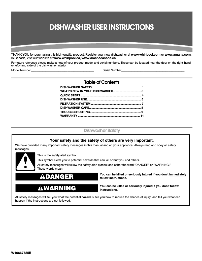 Page 1 de la notice Manuel utilisateur Amana ADB1400AG