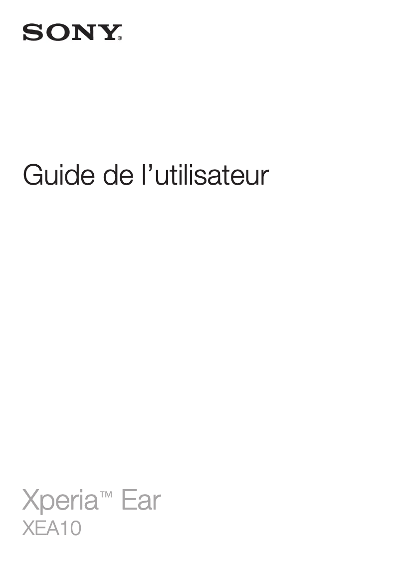 Image de la première page du manuel de l'appareil Xperia Ear XEA10