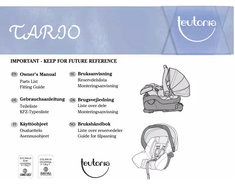 Page n°1 - Manuel utilisateur Teutonia Tario