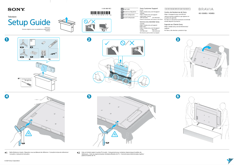 Page 1 de la notice Guide d'installation Sony KD-50X85J
