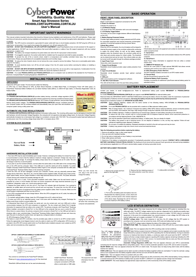 Image de la première page du manuel de l'appareil TAA UPS Systems