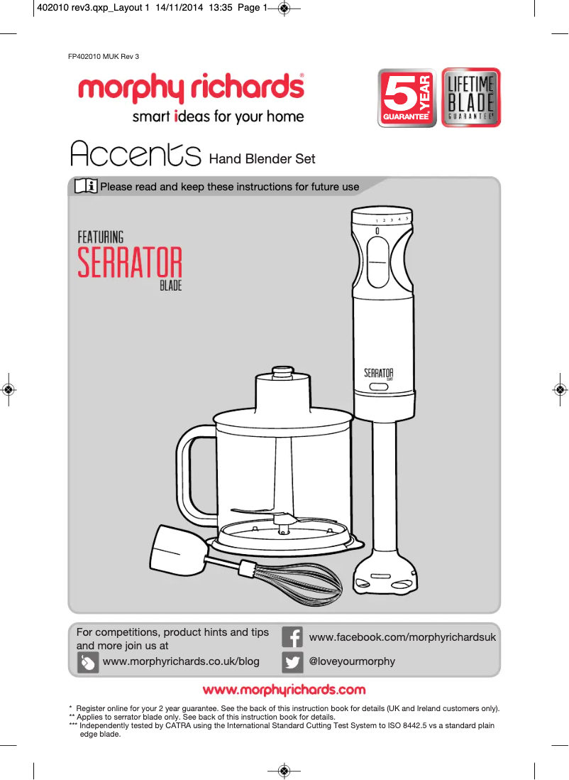 Imagen de la primera página del manual del dispositivo Accents 402010